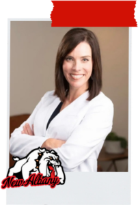 Dr. Danielle Limeberry Periago (NAHS ‘96) with NAFC Bulldog logo
